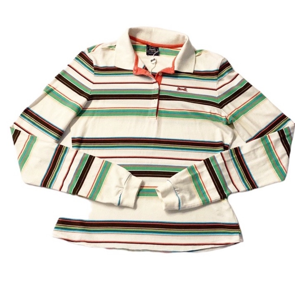 LE TIGRE I Polo Top Long Sleeve Large Striped NWOT - Picture 2 of 9